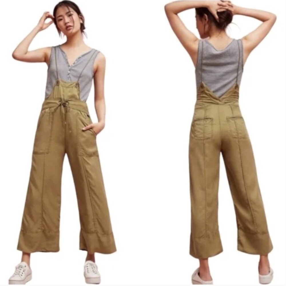 Anthropologie Hei Hei Asha Bib Front Utility Overalls in Olive Green